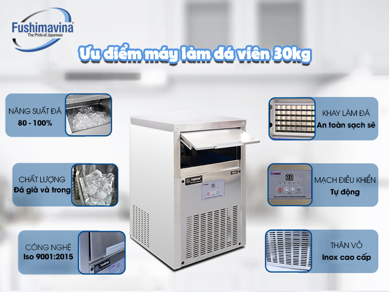 ưu điểm máy làm đá viên 30kg