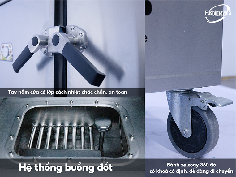 Bật tủ nấu cơm để thực hiện nấu cơm số lượng lớn