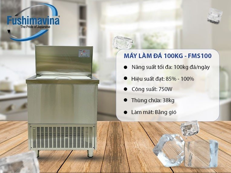 máy làm đá viên 100kg cho quán trà sữa