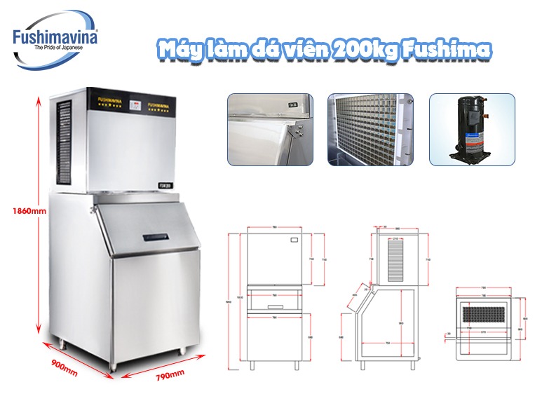 Máy làm đá viên Fushima 200kg