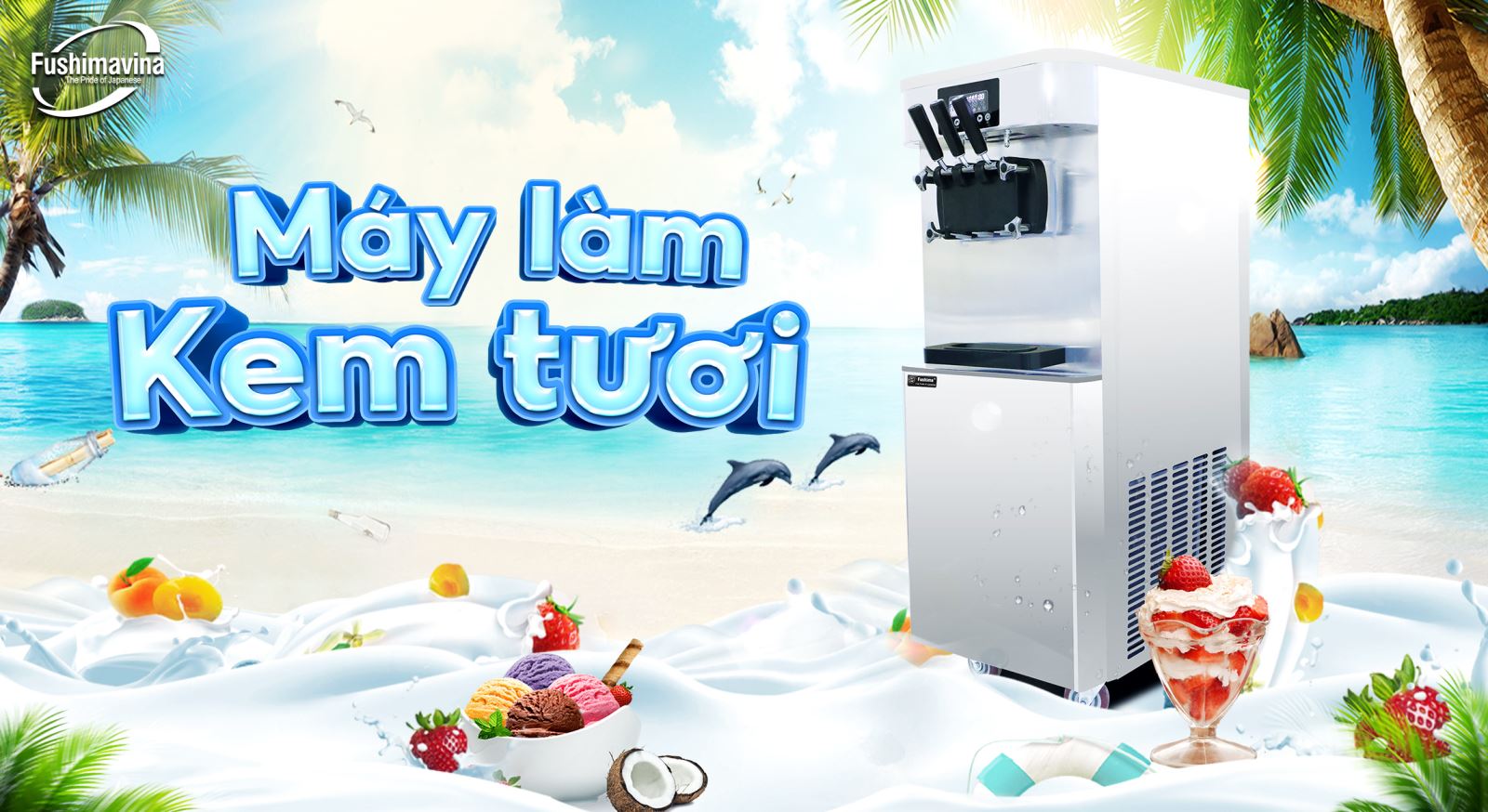 Máy làm kem tươi cao cấp 2 máy nén dạng đứng