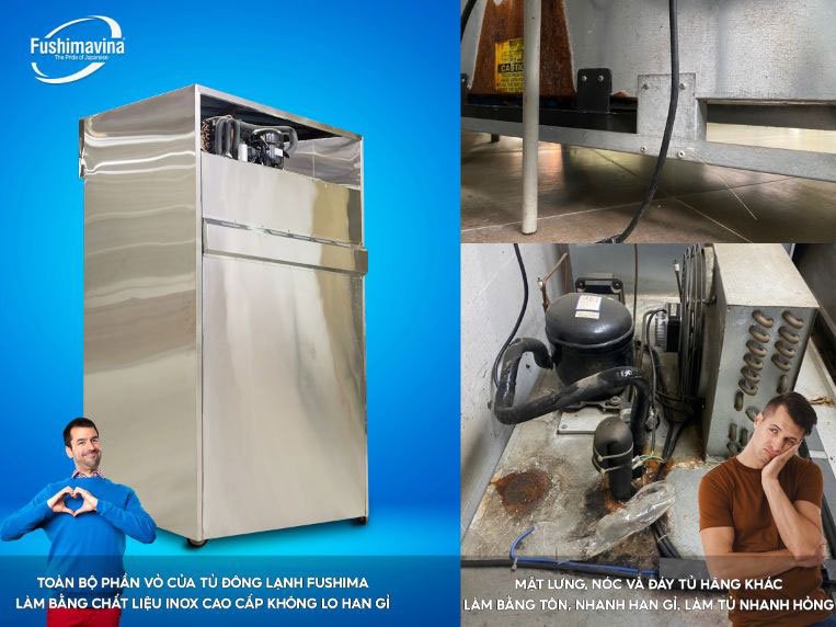 So sánh tủ đông công nghiệp 2 cánh Fushima với tủ khác