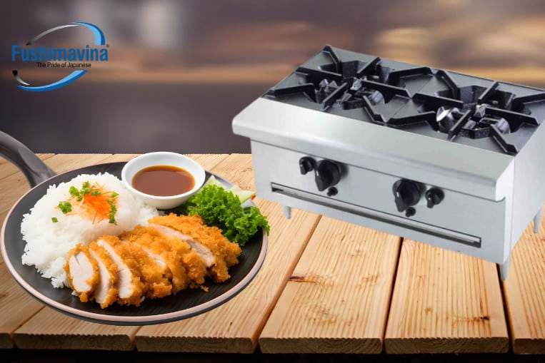 bếp âu 2 họng gang chân thấp